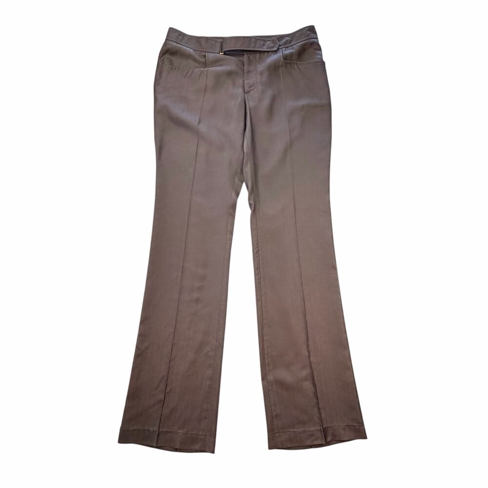 Gucci Vintage Chocolate Brown 100% Silk Trouser Tailored Professional Work Pants